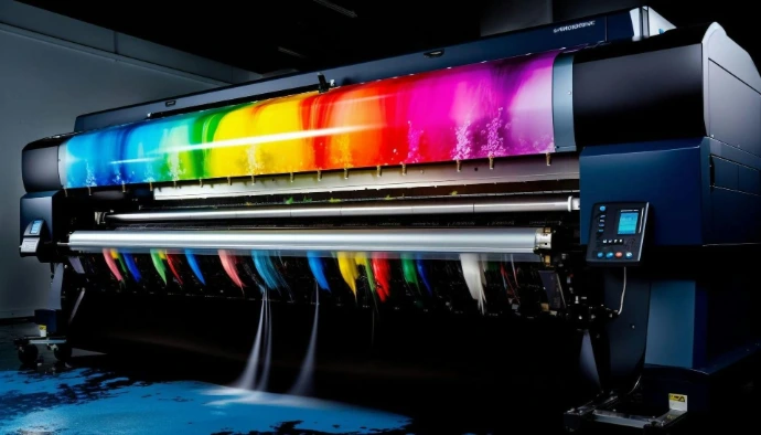 Imprimante en action avec des couleurs flash et stylisés